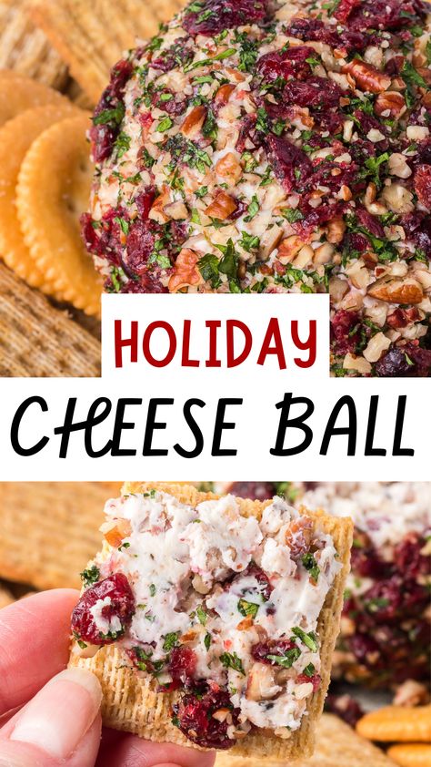 If you’re looking for an easy appetizer to serve when you’re entertaining this holiday season, try this traditional Holiday Cheese Ball! Two types of cheese are mixed with tangy dried cranberries, fragrant chopped rosemary, and pecan pieces, then rolled in even more cranberries, pecans and parsley for a colorful and festive starter. Serve it with your favorite crackers or veggies for a tasty snack your guests will return to again and again! Cheese Ball Ideas, Scalloped Sweet Potatoes, Cheese Ball Recipes Easy, Holiday Cheese, Christmas Cheese, Cranberry Cream Cheese, Festive Appetizers, Cranberry Cheese, Ball Recipes