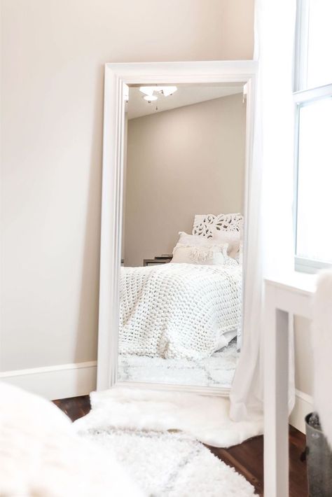 Where to Buy a “Blogger” Mirror | Daily Dose of Charm Long Mirror In Bedroom Corner, White Full Body Mirror, Uv Bedroom, White Aesthetic Mirror, White Standing Mirror, Full Body Mirror Bedroom Ideas, Long Mirror In Bedroom, Full Body Mirror Bedroom, Full Body Mirrors