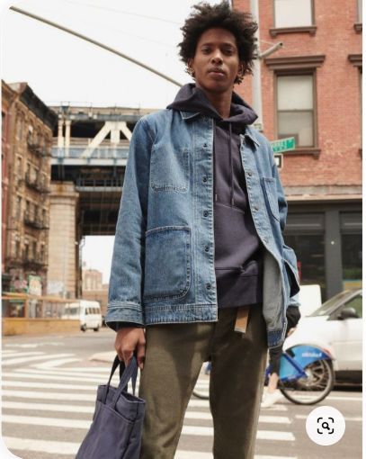 Denim Chore Jacket, Denim Editorial, Spring Capsule, Chore Coat, Double Denim, Chore Jacket, Male Fashion, Madewell Denim, Mens Denim