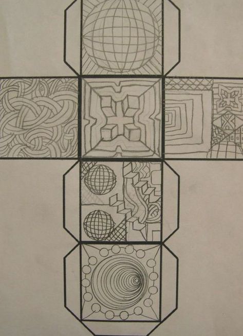 Ivan Cruz, Op Art Lessons, Mathematics Art, 7th Grade Art, Art Cube, Art Lessons Middle School, Perspective Drawing Lessons, 5th Grade Art, Geometric Shapes Art