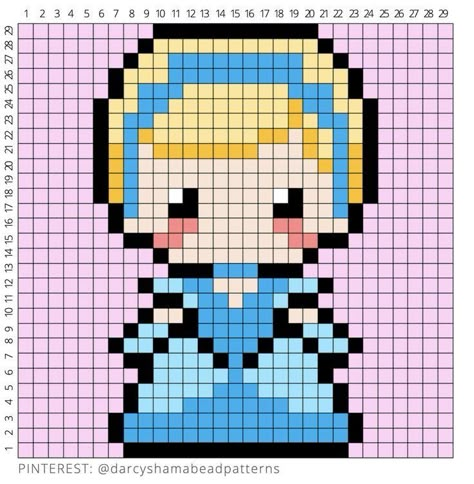 Perler Bead Patterns Disney Princess, Pixel Art Pattern Princess, Pixel Crochet Disney, Pixel Art Pattern Disney Princesses, Pixel Art Templates Disney, Disney Princess Pixel Art Grid, Pixel Drawing Disney, Pixel Disney Art, Pixel Art Grid Disney