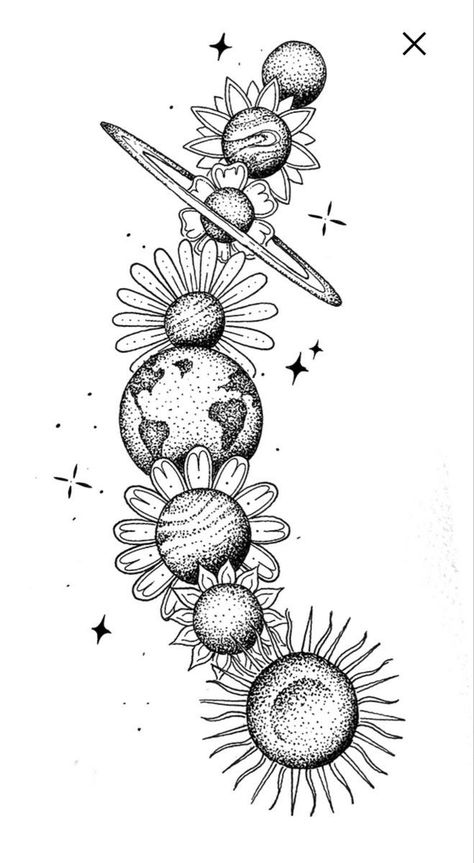 Ink Therapy, Planet Tattoos, Tattoo Stencil Outline, Cool Pencil Drawings, Tattoo Design Book, Tattoo Me, Pola Sulam, Tattoo Art Drawings, Tattoo Love