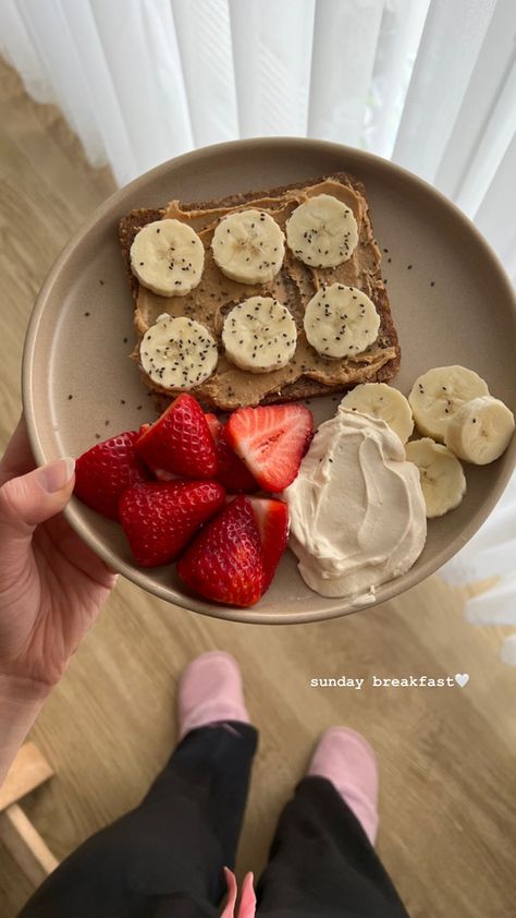 Spring Breakfast Aesthetic, Sunday Breakfast Aesthetic, Breakfast Aesthetic Mornings Instagram, Breakfast At Home Aesthetic, Morning Breakfast Aesthetic, Sunday Morning Aesthetic, Strawberry Peanut Butter, Story Captions, Spring Breakfast