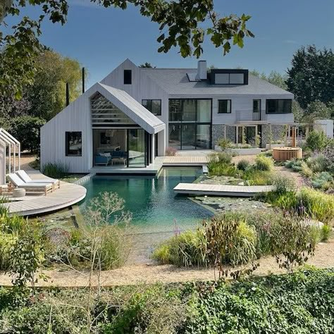 Grand Designs Houses, Swimming Ponds, Clad Home, Natural Swimming Ponds, Swimming Pond, Natural Swimming Pools, Natural Swimming Pool, Self Build, Chichester