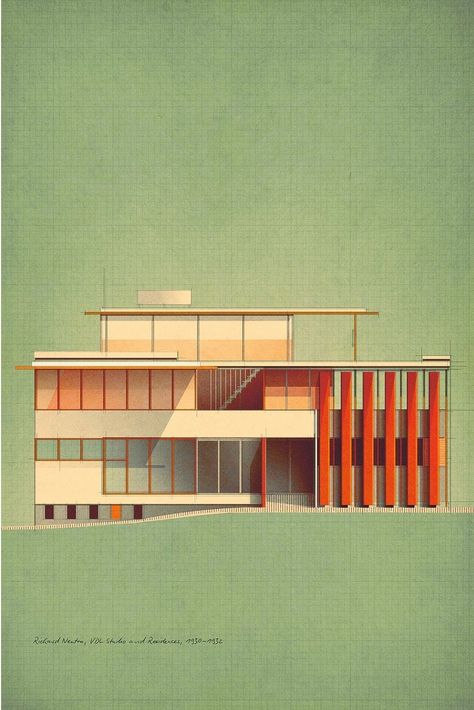 Elevation Drawings Architecture, Architecture Rendering Styles, Platform House, Retro Architecture, Illustration House, Arch Drawing, German Architecture, Architectural Illustration, Architecture Elevation