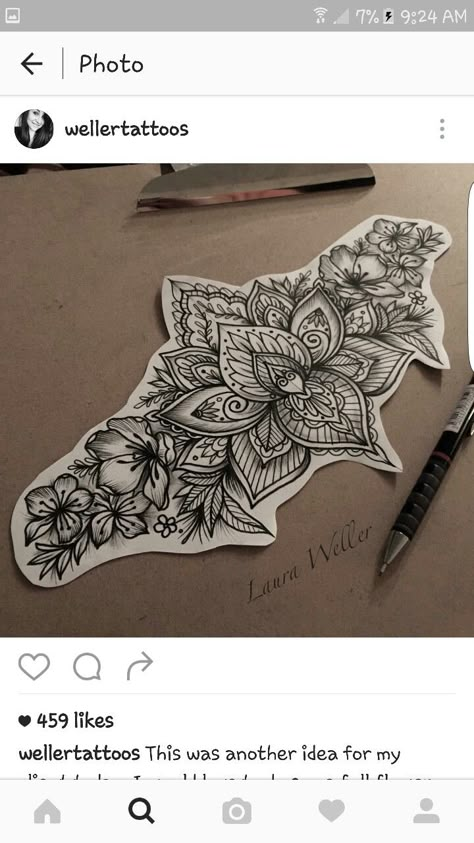 Lower back tattoo design! Tatuaje Cover Up, Lower Back Tattoo Designs, Tattoos Pinterest, Girl Back Tattoos, Geniale Tattoos, Mandala Tattoo Design, Sternum Tattoo, Up Tattoos, Tattoo Love