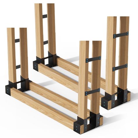 PRICES MAY VARY. Make your own firewood log rack with these 4 metal brackets kit with end-plates and screws. adjustable to any length, any shape, depends on your demand DIY firewood holder with 2 x 4s (not included), Keep your woodpile high and dry for easier, safer burning. Keep the bottom of the wood away from the ground to protect the wood from moisture and insects, For both outdoor and indoor use, made of steel with black powder-coated finish -Weatherproof against scratching, chipping and co Updated Fireplace, Outdoor Firewood Storage, Fireplace Wood Storage, Firewood Storage Rack, Camping Platform, Fire Log, Outdoor Firewood Rack, Wood Stacking, Log Storage