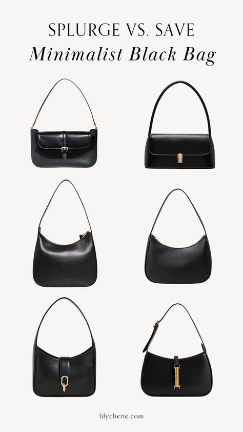 Byfar Bag Outfit, Outfits With Black Shoulder Bag, Shoulder Bag Luxury, Basic Bags Capsule Wardrobe, Bag That Goes With Everything, Bags Capsule Wardrobe, Timeless Shoulder Bags, Simple Shoulder Bag, Small Black Purse Outfit