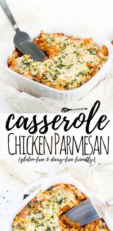 Gluten Free Chicken Casserole, Easy Chicken Parmesan Casserole, Chicken Parmesan Casserole Recipe, Gluten Free Casserole Recipes, Gluten Free Dairy Free Dinner, Gluten Free Casserole, Parmesan Casserole, Dairy Free Recipes Dinner, Casserole Chicken