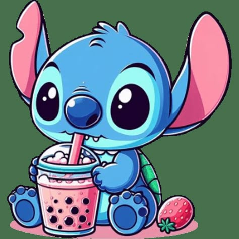 Stitch Kawaii Cute Stitch Drawings, Stitch Boba, Stitch Cake Topper, Pink Pusheen, Stitch Kawaii, Kawaii Stitch, Stitch Coloring, Lilo And Stitch Characters, Baby Birthday Party Theme