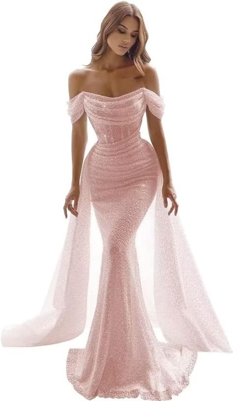 Pink Prom Dresses Off The Shoulder, Robe Rose Gold, Gorgeous Prom Dress, Pastel Pink Prom Dress Long, Orom Dresses, Dark Pink Prom Dresses, Prom Dresses Pink Sparkle, Rose Gold Sequin Dress Long, Rose Gold Dress Long