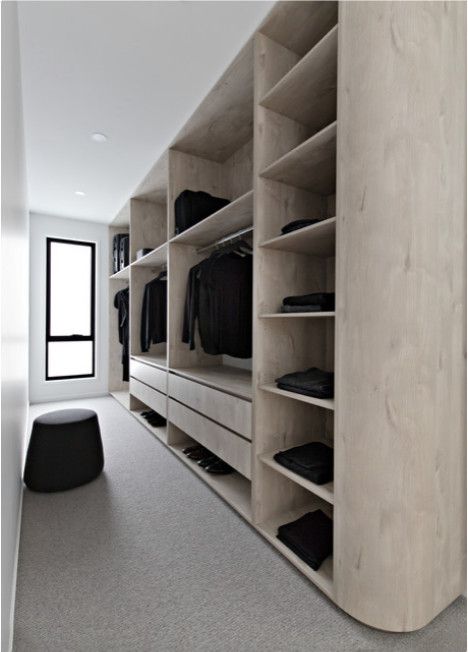 Walk In Robe Designs, Walk In Closet Dimensions, Closet Behind Bed, Walk In Wardrobe Design, Closet Dimensions, Wardrobe Planner, Grey Interiors, Walking Closet, Dream Closet Design