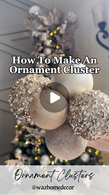 MICHELLE | Neutral Modern Home on Instagram: "Here’s how to make an Ornament Cluster! Steps below ⬇️  Comment LINK for products and steps!! Save and share for later!   Ornament clusters are the way to FILL SPACE and give a beautiful visual appeal!! Change it up with ornaments of different sizes, colors, and textures! I tried this a few times and the ornaments were loose and moving around but I have some tips to eliminate that below ⬇️   ✨Start with an 18 inch piece of floral wire.  ✨Place first ornament in the middle and twist wire to secure from moving.  ✨Place one ornament on each piece of wire and then twist two pieces of wire together to secure.  ✨ Repeat with another set of ornaments twice.  ✨ Use ornaments of different sizes, colors, and textures!   #treedecorations #ornamentclusters Making Ornament Clusters, How To Cluster Ornaments On Tree, Christmas Tree Ornament Clusters, Christmas Ball Clusters On Tree, How To Cluster Christmas Balls, Large Ornaments On Tree, Ornament Clusters Diy, Cluster Ornaments On Tree, Rose Gold Christmas Tree Ideas