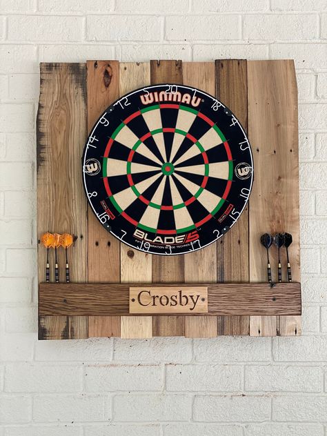 Man Cave Dart Board, Outdoor Dart Board, Wood Dart Board, Dart Board Ideas, Dart Backboard, Dart Board Backboard, Dartboard Surround, Custom Dart Board, Dart Board Wall