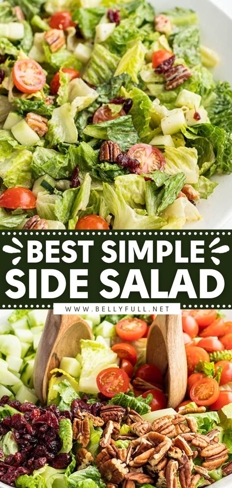 Best Simple Side Salad Green Salad For Thanksgiving, Side Dish For Steak, Easy Green Salad Recipes, Simple Side Salad, Salad Meals, Salad Recipes For Parties, Lettuce Salad Recipes, Bbq Salads, Side Salad Recipes