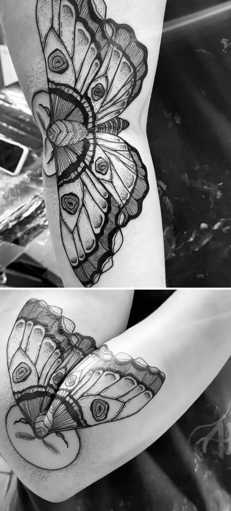 Moving On Tattoos, Back Of Arm Tattoo, Bug Tattoo, Elbow Tattoos, Tattoo Hand, Inspiration Tattoo, Moth Tattoo, Tattoos For Black Skin, Leg Tattoos Women