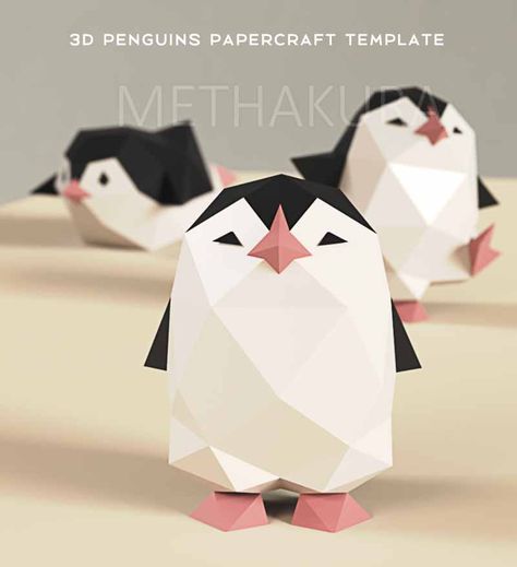 Set of 3 (dancing, sliding, standing) 3d DIY Papercraft penguins. Set includes 3 pdf files with 7 pages in each, instructions (Russian, English). Made by methacura. For personal use.Free for download Papercraft Templates Printables, Origami Templates, 3d Templates, Penguin Crafts, Paper Plate Crafts For Kids, Penguin Craft, Animal Templates, 3d Paper Art, Paper Toys Template