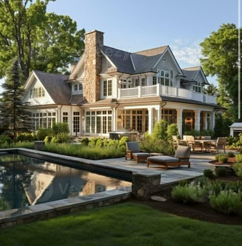 Cozy Rich House, Bay Area House, Huge Lake House, Natural Home Exterior, Big Homes Luxury, European House Aesthetic, Costal House Exteriors, Nice Houses Dream Homes, Haus Aesthetic