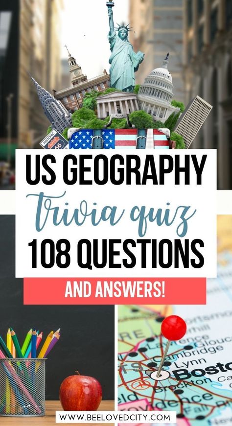 Geography Quiz Questions, Usa Geography, History Trivia Questions, Trivia Quiz Questions, Geography Quizzes, Geography Trivia, United States Geography, Us Geography, Fun Trivia Questions