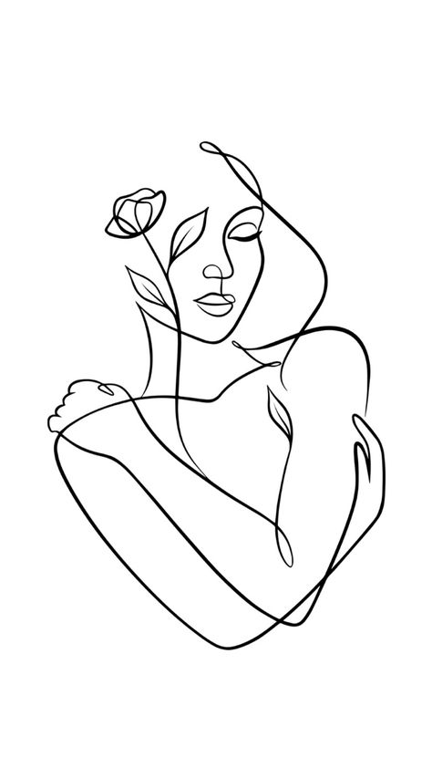 Feminine Line Art, Art Abstrait Ligne, Self Love Tattoo, Idee Cricut, Line Art Tattoos, Line Art Design, Outline Art, Outline Drawings, Doodle Art Designs