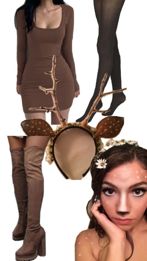 Bambi Costume Women, Bambi Costume, Deer Halloween Costumes, Deer Halloween, Deer Outfit, Deer Costume, Couple Costume, Spirit Week, Purim