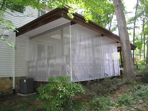 Black Netting - Mosquito Curtains Mosquito Curtains Patio, Bug Netting Patio, Mosquito Curtains, Porch Plans, Under Decks, Net Curtains, Screen Porch, Mosquito Net, Screened In Porch