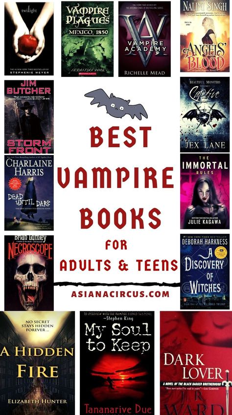 Best Vampire Books from around the world that both YA & Adult readers will love Best Book Series About Vampires You'll Love Reading Deep Into The Night. Read the best vampire romance books, dark vampire books, fantasy YA vampire novels. #Vampires #VampireBooks #BookLists #Vampies Good Vampire Books, Books About Vampires, Books Vampire, Vampire Novels, Good Vampire, Vampire Books Series, Vampire Romance Novels, Books For Halloween, Vampire Romance Books