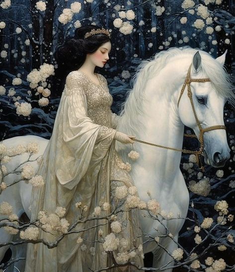 Snow White Art, Magic Fantasy Art, Fantasy Vibes, White Fairy, Fairytale Fantasy, Fantasy Paintings, Witch Art, Fairytale Art, Princess Art