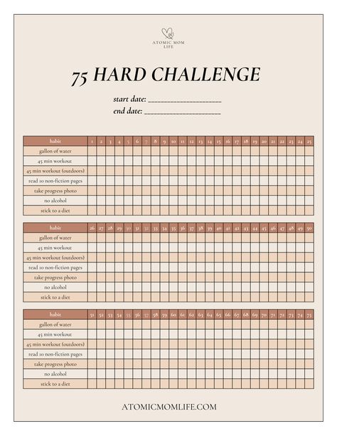 Bullet Journal 75 Hard, Challenge Tracker Free Printable, 75 Hard Workout Ideas, 75 Hard Challenge Tracker Free Printable, 45 Min Workout, Hard Challenge, 75 Hard Challenge, Dark Living Room, Summer Body Workout Plan