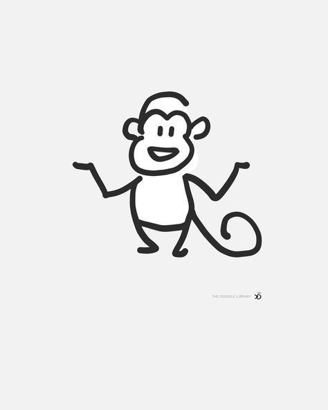 Monkey doodle #simpledrawings #simplelines Monkey Stick And Poke, Cute Animal Line Art, Cute Monkey Doodle, Monkey Drawings Easy, Cartoon Monkey Tattoo, Monkey Outline Tattoo, Monkey Doodle Easy, Cute Monkey Drawing Easy, How To Draw Monkey