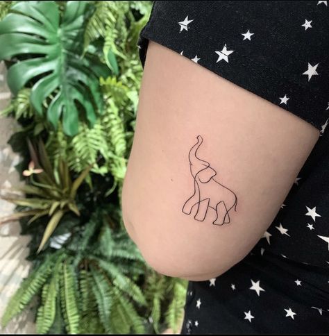 Monkey And Elephant Tattoo, Elephant Thailand Tattoo, Elephant Tattoo Fine Line, Line Work Elephant Tattoo, Single Line Elephant Tattoo, Small Elephant Tattoo Outline, Elephant Line Tattoo, Fine Line Elephant Tattoo, Sloth Tattoos