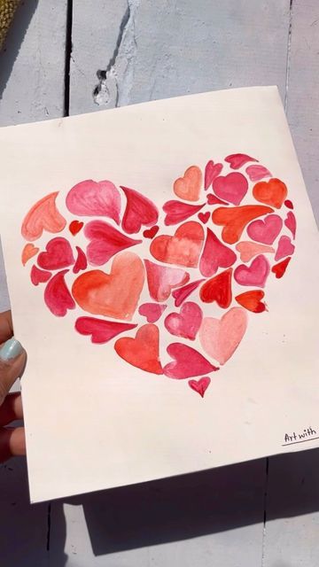 Valentines Heart Painting Ideas, Red Painting Ideas Easy, Cute Ideas For Your Boyfriend Diy, Simple Homemade Valentine Cards, Watercolor Paintings For Boyfriend, Painting Gift Ideas For Boyfriend, Valentine Card Ideas Handmade Paper Crafts, Simple Diy Paintings, Gifts Diy For Boyfriend