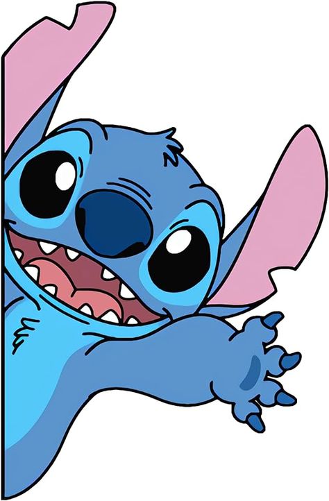 Amazon.com - Matomo_Stitch Wave Peek Anime Vinyl Sticker Auto Car Truck Wall Laptop | Sticker | 5.9" Aesthetic Stitch Wallpaper, Pichu Pokemon, Disney Stained Glass, Stitch Drawings, Stitch Coloring Pages, Lilo And Stitch Quotes, Lilo And Stitch Drawings, Stitch Drawing, Macbook Stickers