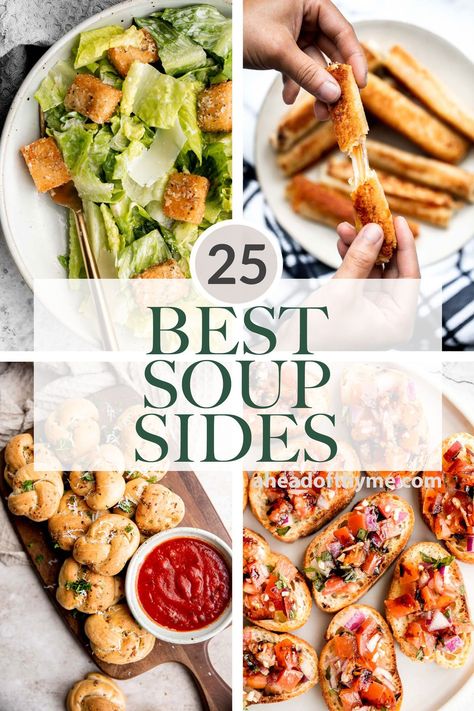 Soup And Grilled Cheese Bar, Salad For Soup, Soups Salads And Sandwiches, What To Eat With Soup Dinners, Sliders And Soup, Soup And Salad Dinner Party, Soup Dinner Side Dishes, Sides With Soup Simple, Healthy Sides For Soup