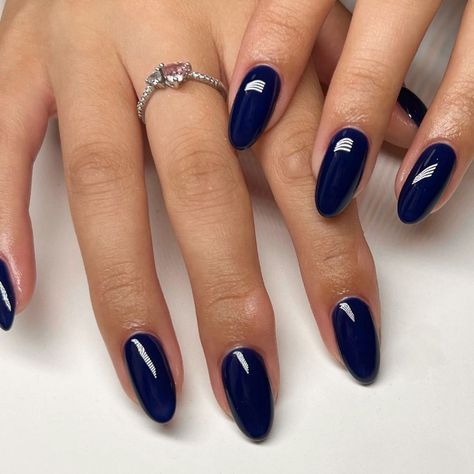 Italy Nails, Hoco Nails, Navy Nails, Blue Acrylic Nails, Casual Nails, Simple Acrylic Nails, Almond Acrylic Nails, Classy Nails, Dream Nails