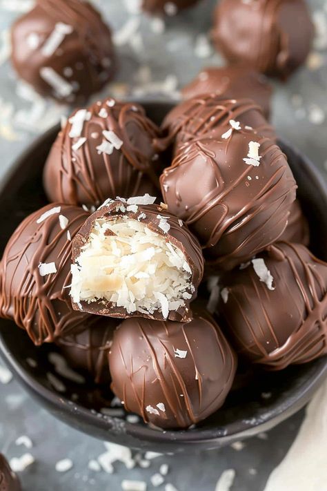 Dark Chocolate Coconut Balls, Flake Coconut Recipes, No Bake Coconut Snowballs, Shredded Coconut Recipes Desserts, Recipes Using Shredded Coconut, Sweetened Shredded Coconut Recipes, Goof Balls Recipe, Recipes With Unsweetened Coconut Flakes, 3 Ingredient Coconut Balls