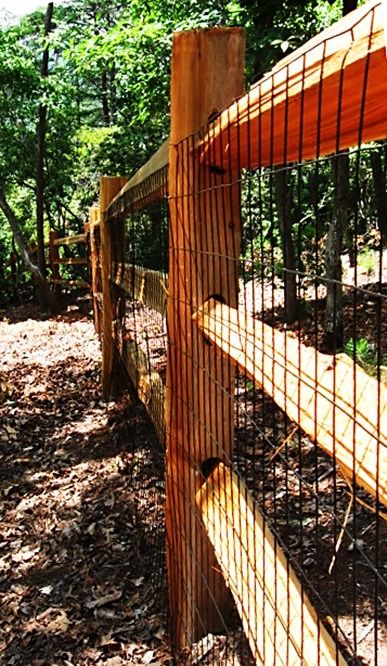 Cedar Split Rail and Wire Fence Split Rail Fence Ideas, Cedar Split Rail Fence, Fence With Lattice Top, Kitchen Yard, Cedar Fence Ideas, Wooden Fences, Fences Ideas, Split Rail Fence, Rustic Fence