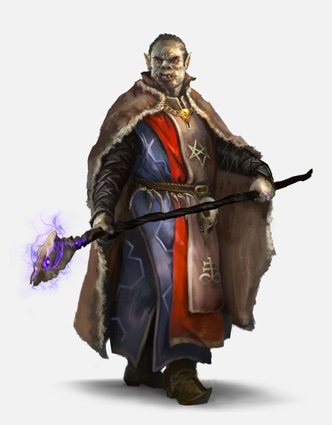 ArtStation - Figaro, the dandy Orc wizard, Kim Van Deun Orc Priest, Orc Wizard, Magic User, Npc Art, Half Orc, Pathfinder Character, Fantasy Races, Dungeons Dragons, Dungeons And Dragons Characters