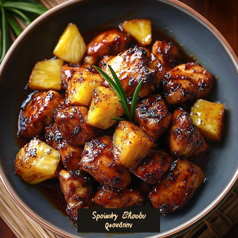 Spicy Pineapple Brown Sugar Chicken - Simply Recipes - Fewer Worries, More Delight Valerie Bertinelli Sweet And Smoky Pineapple Chicken Thighs, Spicy Pineapple Brown Sugar Chicken, Pineapple Barbeque Chicken, Pineapple Dinner Recipes, Chicken And Pineapple Recipes, Chicken Pineapple Recipe, Brown Sugar Pineapple Chicken, Pineapple Jerk Chicken, Pineapple Recipes Dinner