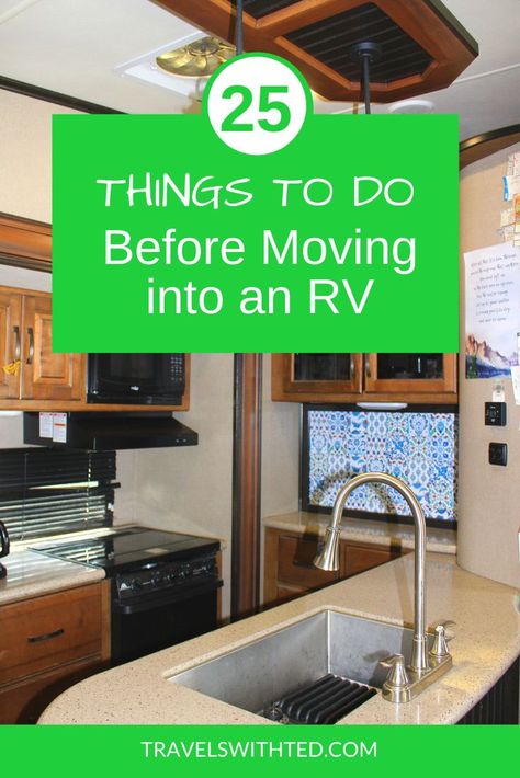 Full time RV life is a growing trend in America with over 1 million Americans living in motorhomes and travel trailers. After more than four years living in an RV full time, I can vouch that the lifestyle has enormous benefits. However, moving into an RV requires serious preparation. Here I detail 25 steps to take to make your dreams of RV living a reality. We cover buying an RV, downsizing for RV living, RV travel planning, remote jobs and more!!   RV Life | RV Living | Full Time RV Living In A Motorhome Full Time, Living Full Time In An Rv, Small Rv Living Full Time, Travel Trailer Living Full Time, 5th Wheel Living Full Time, How To Live In A Camper Full Time, Full Time Rv Living With Kids, Rv Living Full Time Decor, Living In A Camper Full Time