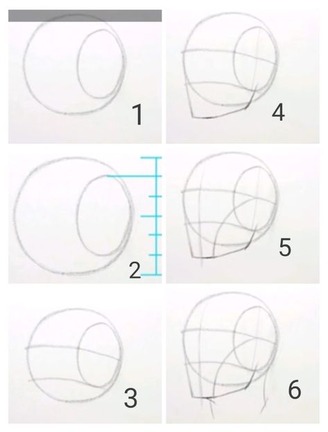 Face Anatomy Drawing Practice, Face Drawing Basics, Head Drawing Proportions, Face Drawing Method, Human Face Tutorial, Face Portions Drawing, Facial Porpotion Drawing, Guidelines For Drawing Faces, How To Draw Heads In Different Angles Step By Step