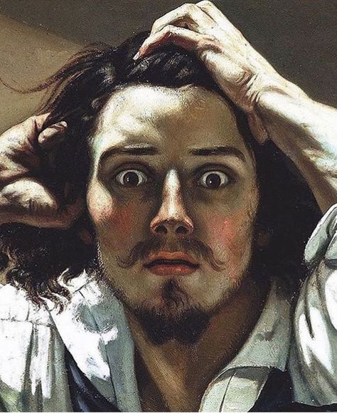 Self portrait Gustave Corbet Famous Art Wallpaper, Courbet Paintings, The Desperate Man, Desperate Man, Caravaggio Paintings, Famous Art Pieces, Advanced Higher Art, Emotional Painting, Beach Wall Collage