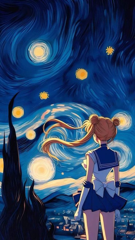 Arte Sailor Moon, Sailor Moon Stars, Sailor Moon Fan Art, Sailor Moon Aesthetic, Sailor Moon Usagi, Images Kawaii, Sailor Moon Manga, Sailor Moon Wallpaper, The Starry Night