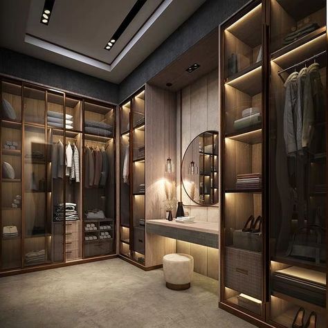 U Shape Walking Closet, Closet Designs Bedroom, Walk In Closet Design With Bathroom, Walk In Closet Design Modern, Room With Walk In Closet And Bathroom, Walk In Closet Glass Doors, Walk In Robes Ideas Layout, Walk In Closet Ideas Modern, Modern Closet Designs Bedrooms