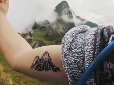 Got this tattoo in Peru and then took a photo of it in front of Machu Picchu  #tattoo #peru #perutattoo #machupicchu  #machupicchutattoo Peru Tattoo Ideas, Peruvian Tattoo, Llama Tattoo, Peru Tattoo, Peruvian Llama, Inside Of Arm Tattoo, Hairline Tattoos, Wiccan Tattoos, Inca Tattoo