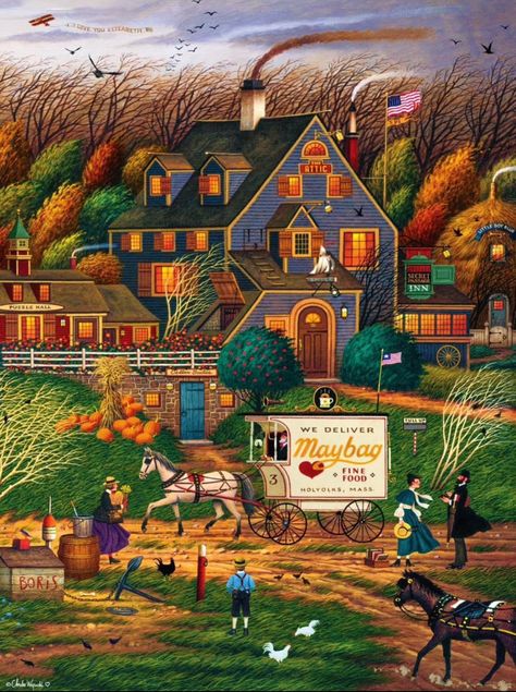 Nostalgia Painting, Puzzle Night, Pumpkin Magic, Secret Passage, Charles Wysocki, Buffalo Games, Print Twitter, Orange Dream, Puzzle For Adults