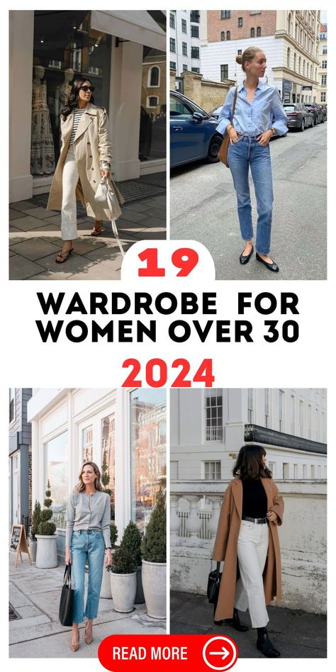 Redefine your style with the Wardrobe 2024 for Women Over 30 collection. This capsule wardrobe is a must-have for any woman in her 30s looking to update her fashion sense with essential, versatile pieces that offer both comfort and elegance. Women Outfit 30s, Outfits In 30s, Womens Style In Your 30s, Fashion Women 30's, 30 Day Style Challenge Fashion, Women In There 30s Outfits, 30 Woman Style, Women’s Fashion Over 30, La Womens Fashion