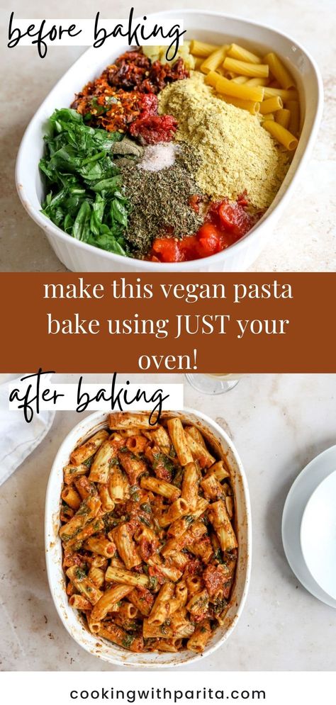 Vegan Pasta Bake, Tomato Pasta Bake, Sun Dried Tomato Pasta, Vegan Pasta Dish, Pastas Recipes, Vegan Pasta Recipes, Tomato Pasta, Vegan Pasta, Rigatoni