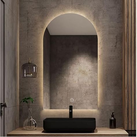 Amazon.com: LED Bathroom Mirror Vanity Wall Mirror with Lights, Arched Frameless Backlit Mirror, 3-Color Dimmable Lighted (3000K-4000K-6000K), Touch Sensor, IP54 Waterproof, Explosion-Proof, HD : Home & Kitchen Wall Mirror With Lights, Tile Combinations, Bathroom Mirror Vanity, Led Bathroom Vanity Lights, Bathroom Furniture Design, 2024 Bathroom, Kitchen Design 2024, Bathroom Wall Tiles, Bathroom Vanity Lights