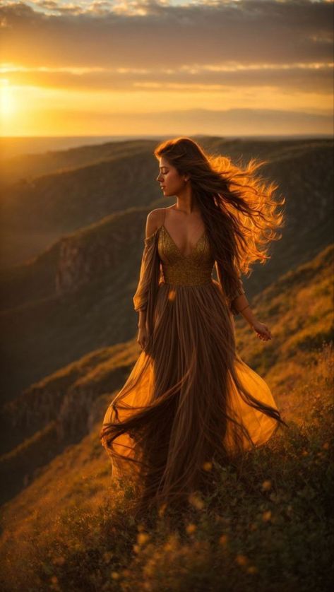 Empowerment Photoshoot, Soft Light Photography, Ethereal Women, Ethereal Goddess, Neo Romantic, Women In Nature, Sunset Portrait, Nature Photoshoot, Woman Walking